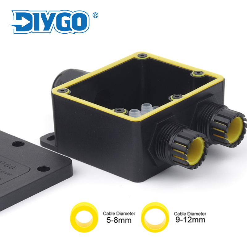 Cable Gland Waterproof - IP68 Outdoor Waterproof Junction Box Black