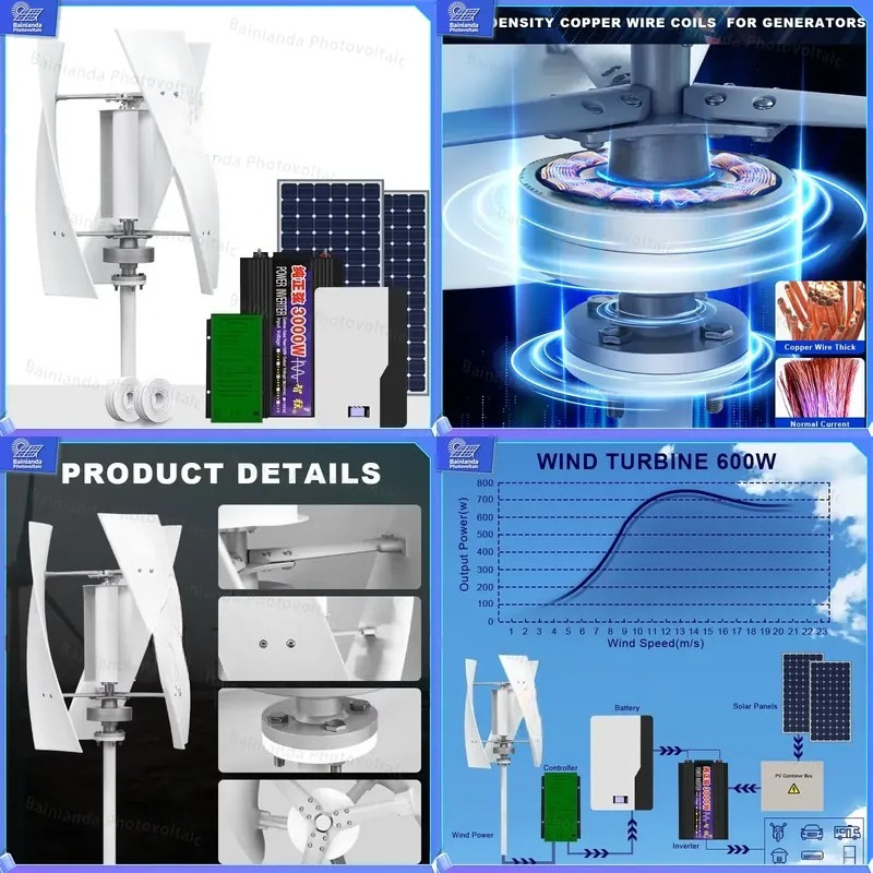 Renewable Energy Wind Solar - Vertical Wind Turbine Generator Solar Panel