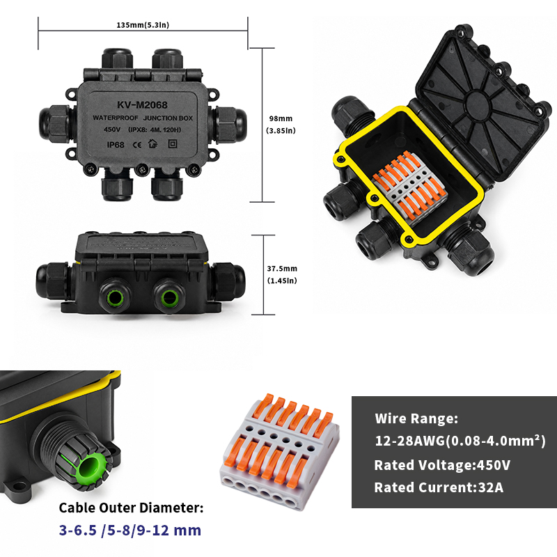 IP68 Waterproof Junction Box 2 - Cable Gland Waterproof recension och pris